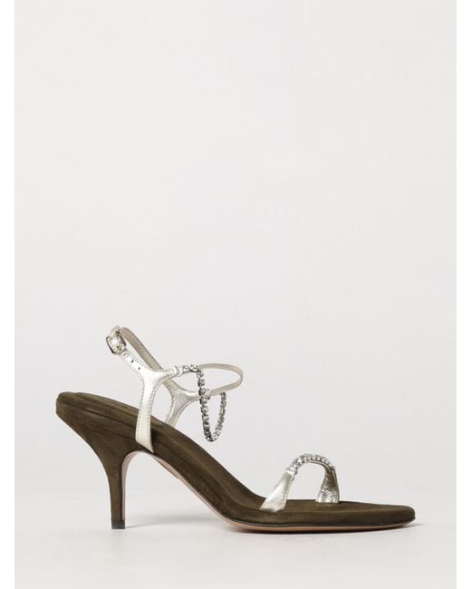 Chloé Natural ChloÉ Crystal-Embellished Lambskin Leather Sandals With Stiletto Heel