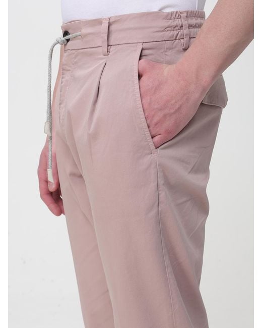 Eleventy Pink Slim Fit Cotton Blend Trousers for men