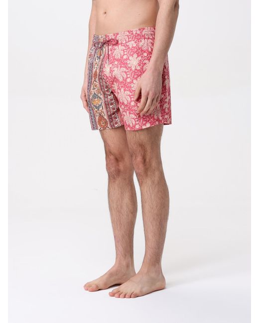 Etro Red Double-Pattern Swim Shorts for men