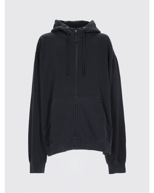 Maison Margiela Blue Relaxed Fit Zipped Cotton Hoodie With Numeric Logo for men