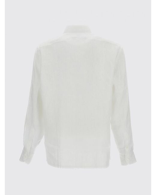 Junya Watanabe Blue Long-Sleeved Graphic Print Linen Shirt for men