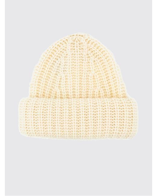Lisa Yang Natural Ribbed 100% Cashmere Beanie Hat With Turn-Up Cuff