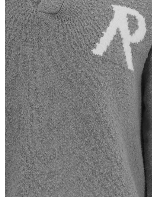 Represent Gray Cotton Knit Polo Shirt With Logo for men