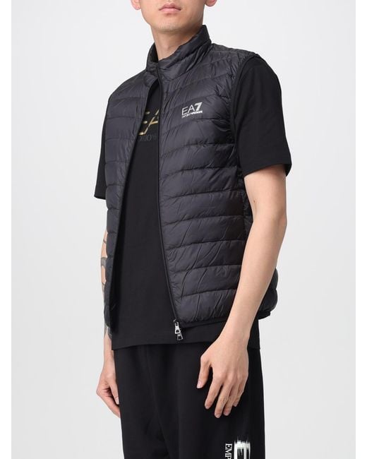 EA7 Black Padded Nylon Vest for men