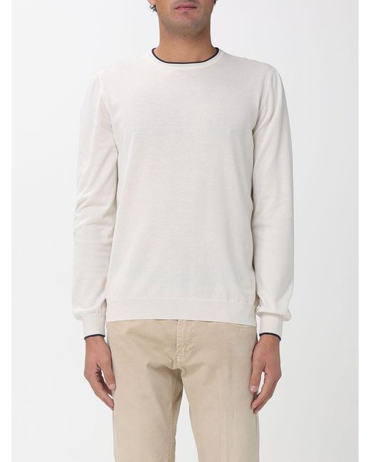 Fay White Cotton Crew Neck Pullover for men