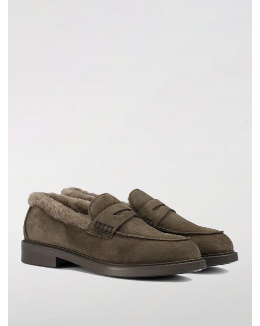 Doucal's Brown Suede And Fur Loafers