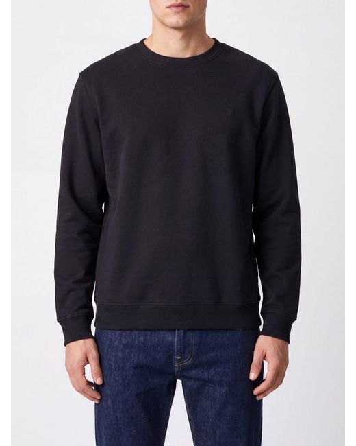 Dondup Blue Cotton Crewneck Jumper With Contrast Logo for men
