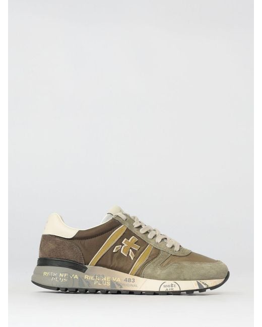 Premiata White Lander Suede And Nylon Sneakers for men