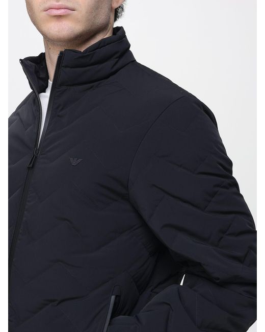 Emporio Armani Blue Padded Zip Down Jacket for men