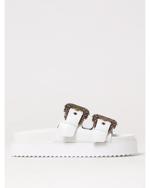 Versace Jeans Couture White Flat Sandals