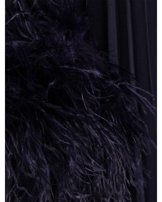 Self-Portrait Black Chiffon Dress With Crystals And Feathers