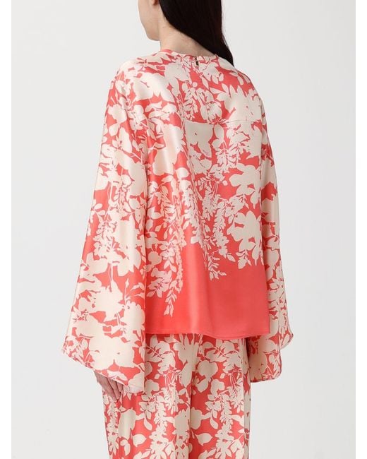 Agnona Red Printed Silk Trousers