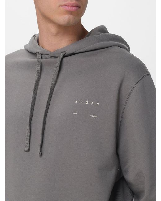 Hogan Gray Cotton Hoodie for men