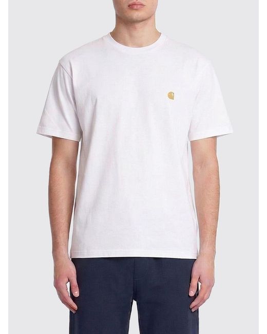 Carhartt White Cotton T-Shirt With Embroidered Logo for men