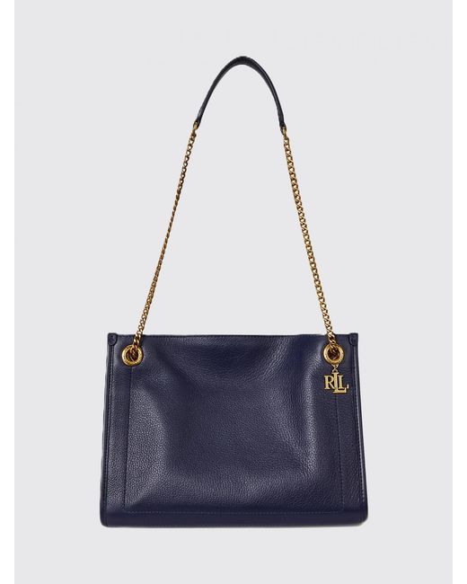 Ralph Lauren Blue Grained Leather Lauren Bag Ralph Lauren