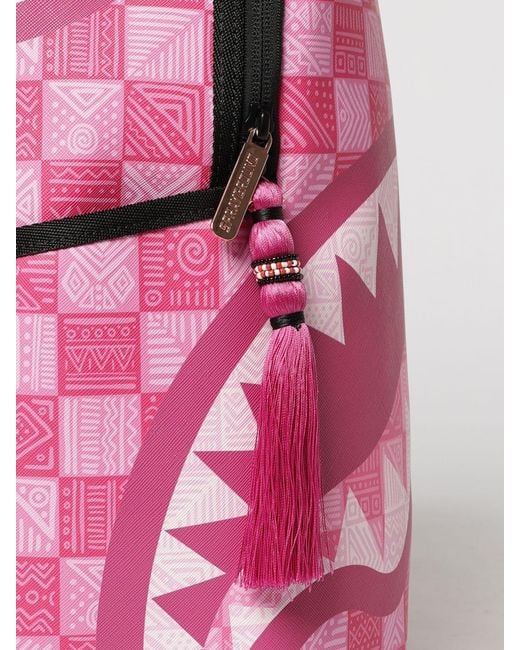 Sprayground Pink Pvc Backpack With Check Pattern And Laptop Pocket for men