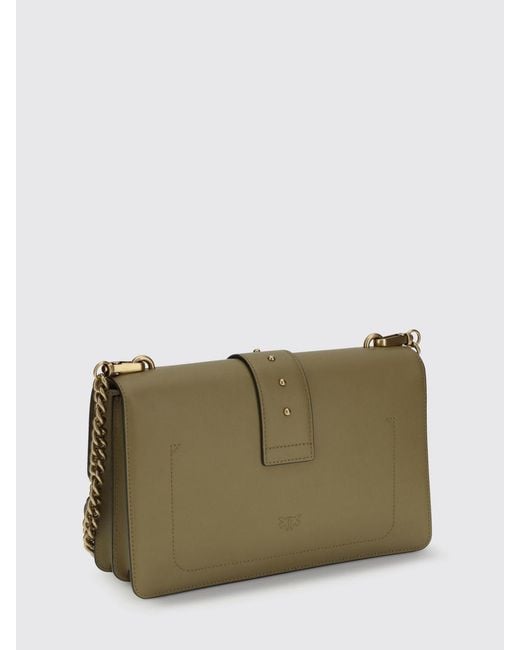 Pinko Green Love One Classic Leather Bag