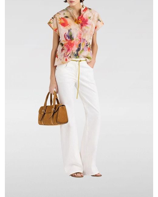 Momoní Multicolor MomonÌ Floral Print Relaxed Fit Cotton Shirt With Korean Collar