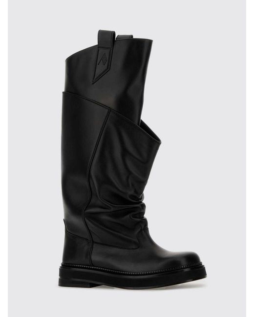 The Attico Black Robin Draped Leather Boots