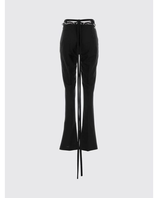 Blumarine Black Low-Rise Flared Crêpe Pants With Lace Inserts