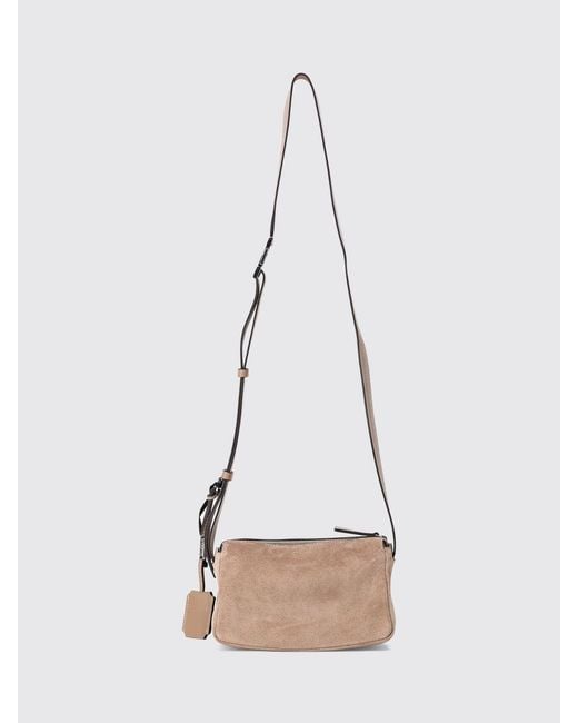 Max Mara Natural Umhängetasche Aus Wildleder Mit Logo-Charm