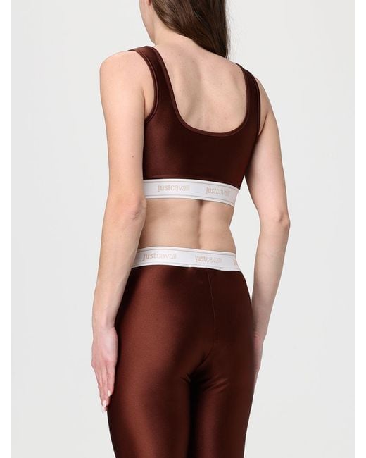 Just Cavalli Red Stretch Technical Fabric Crop Top
