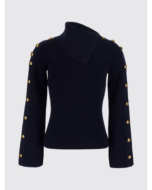 Elisabetta Franchi Blue Slim Fit Viscose Jersey Turtleneck Jumper