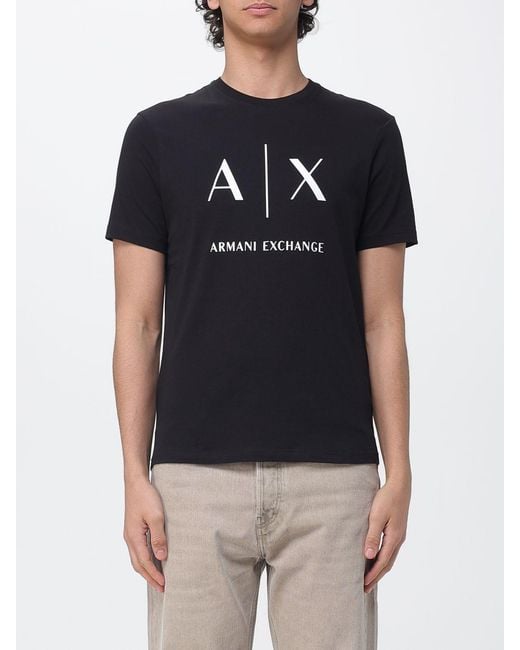 ARMANI EXCHANGE Black Cotton T-Shirt With Logo for men