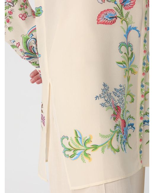 Etro Natural Silk Shirt With Floral Print