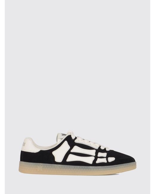Amiri White Pacific Bones Leather And Suede Sneakers With Contrast Appliqué for men