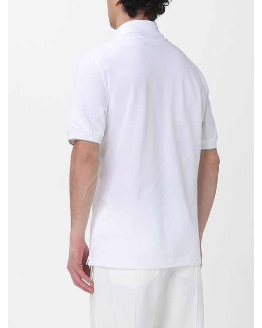 Brunello Cucinelli White Cotton Polo Shirt With Logo for men