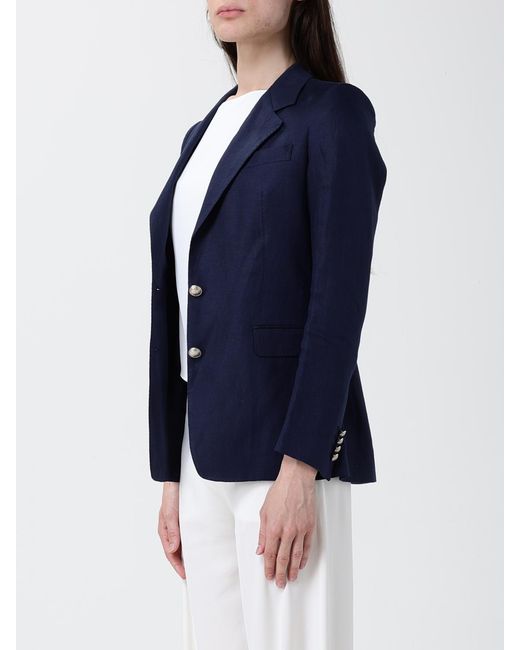 Tagliatore Blue Linen Single-Breasted Blazer