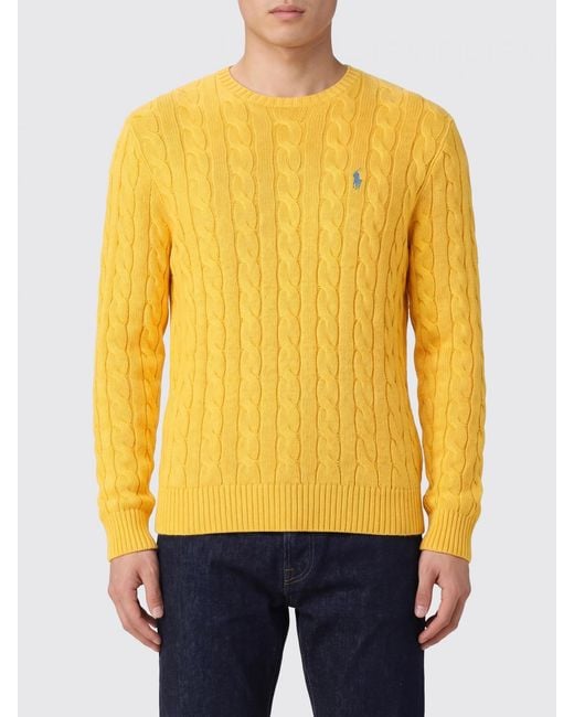 Polo Ralph Lauren Yellow Cotton Tricot Crewneck Pullover for men