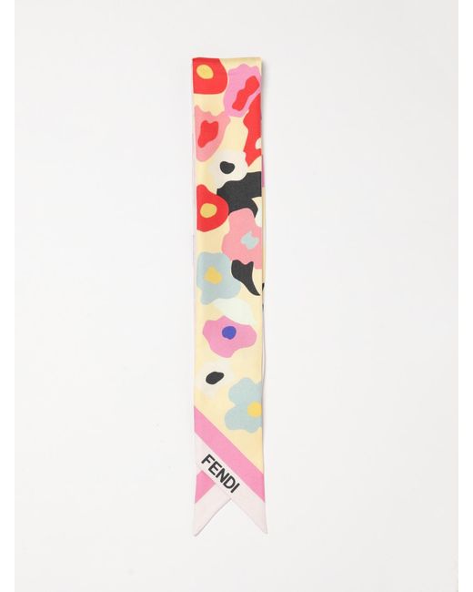 Fendi White Printed Silk Scarf