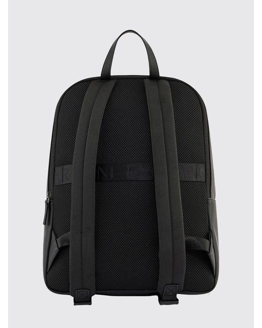 ARMANI EXCHANGE Black Grained Faux Leather Backpack for men
