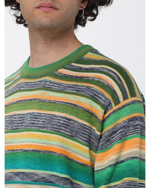 Paul Smith Green Striped Cotton Knit for men