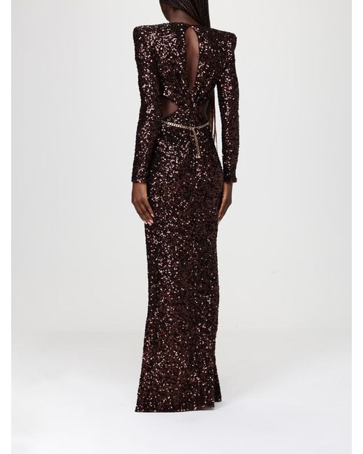 Elisabetta Franchi Sequin Dress in Brown | Lyst
