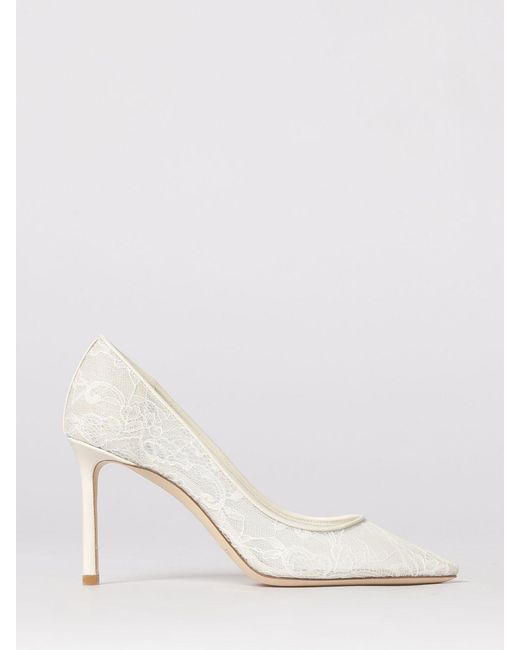 Jimmy Choo White Romy Lace Pumps