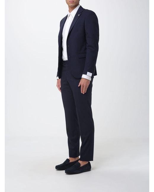 Manuel Ritz Blue Single-Breasted Stretch Wool Suit for men