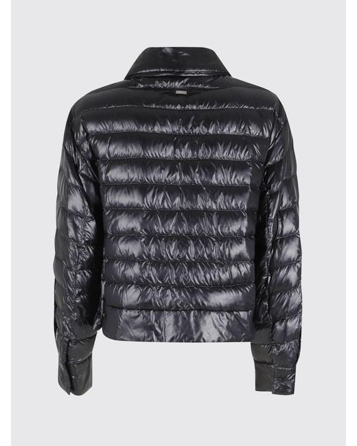 Herno Black Quilted Ultra-Light Nylon Short Down Jacket With Classic Collar