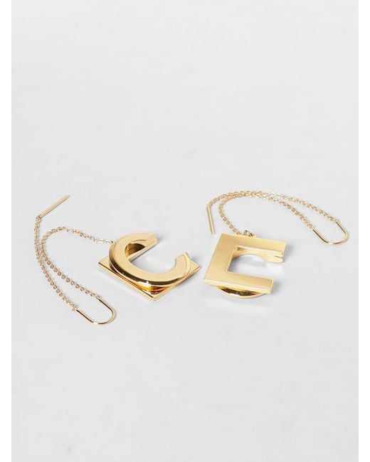 Elisabetta Franchi Natural Brass Logo Earrings