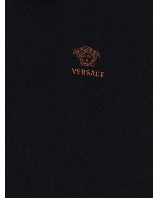 Versace Black Medusa Logo Cotton Polo Shirt for men