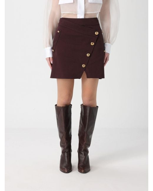 Elisabetta Franchi Brown Stretch Cotton Mini Skirt
