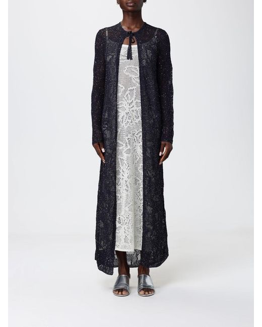 Fabiana Filippi Blue Long Openwork Cardigan