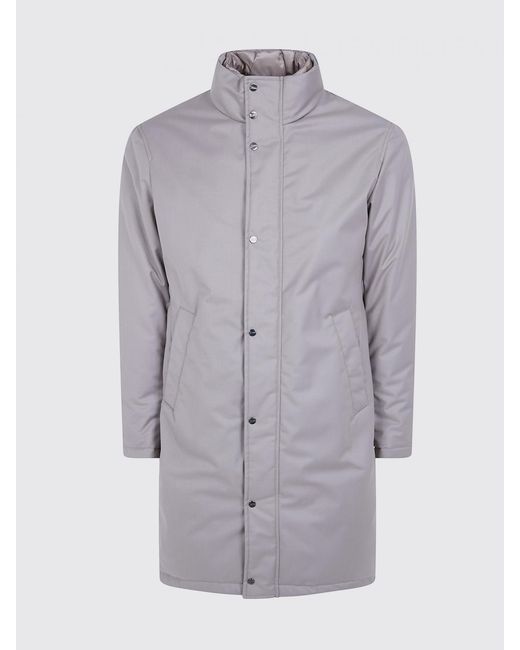 Herno Gray Double-Layer Down-Padded Single-Breasted Coat for men