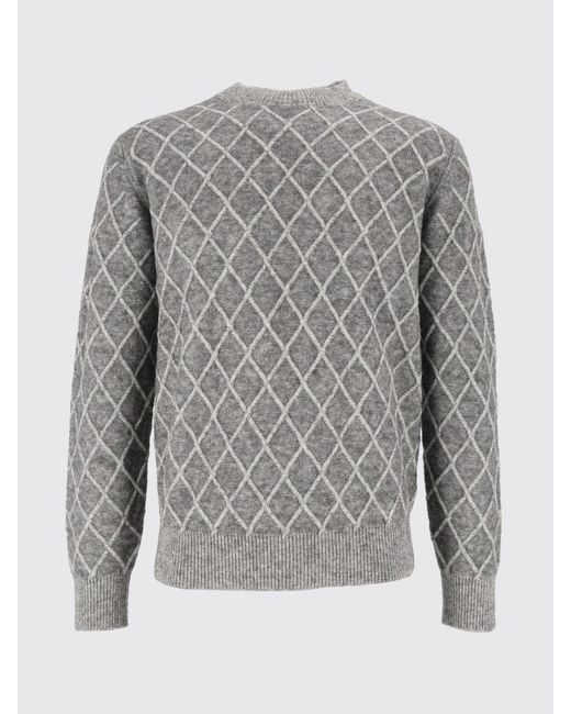 Ballantyne Gray Diamond-Pattern Wool-Blend Crewneck Jumper for men