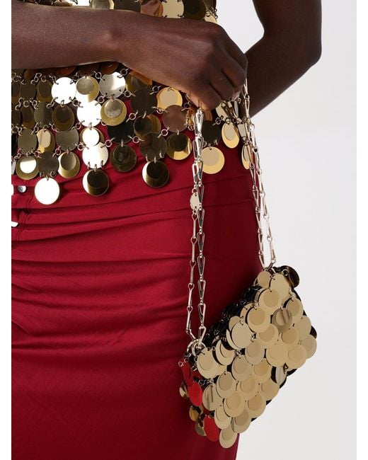 Rabanne White Sparkle Nano Sequin And Metal Mesh Bag