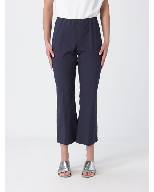Liviana Conti Blue Cotton Canvas Crop Trousers