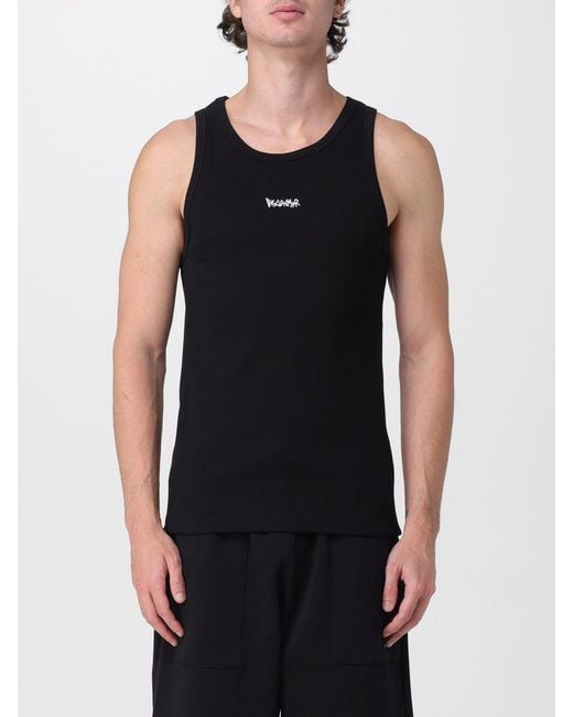 DISCLAIMER Black Slim Fit Stretch-Cotton Tank Top With Embroidered Logo for men