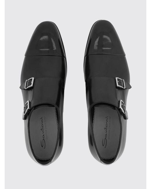 Santoni White Brushed Leather Monk Strap for men